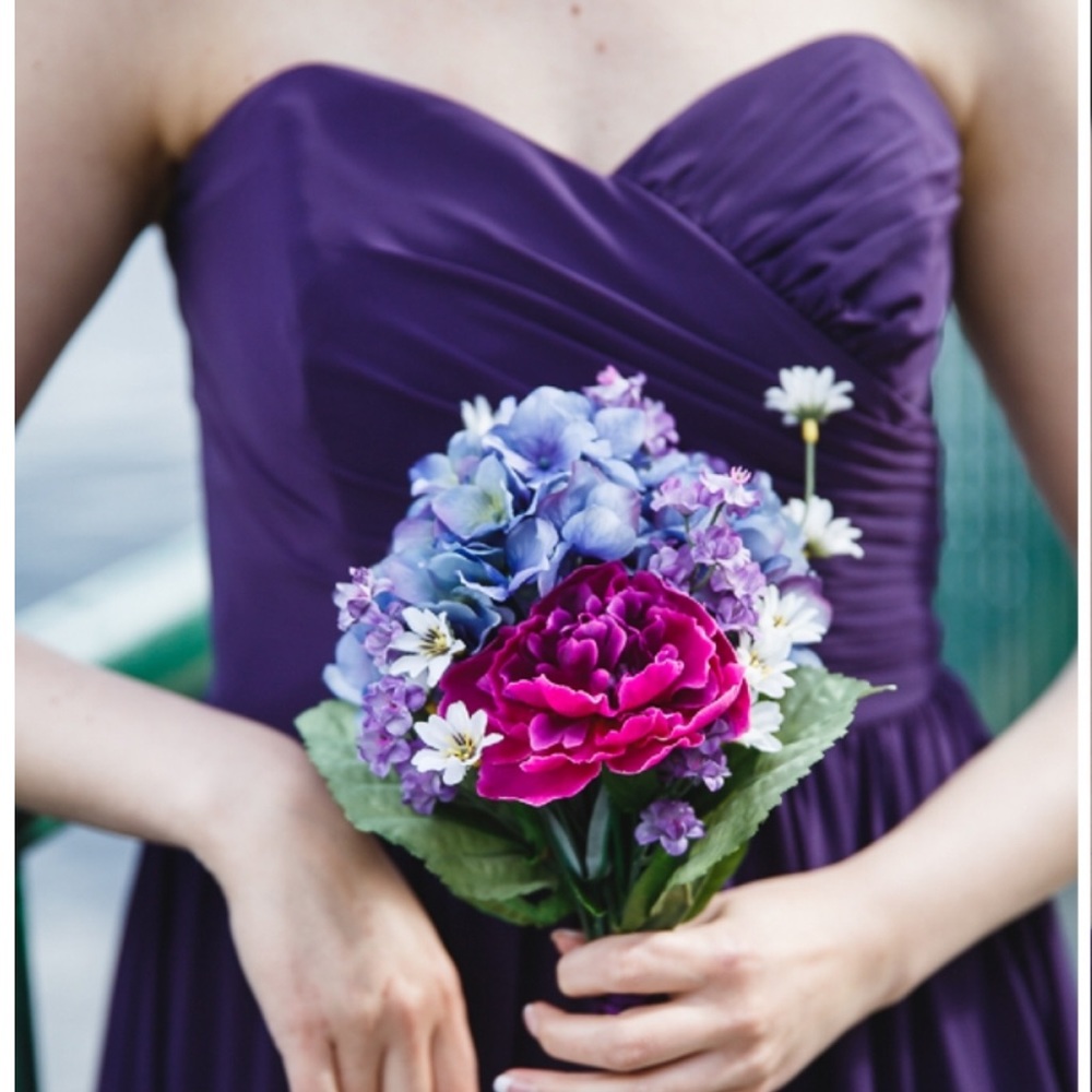 Eggplant Alfred Angelo Strapless Bridesmaid Dress